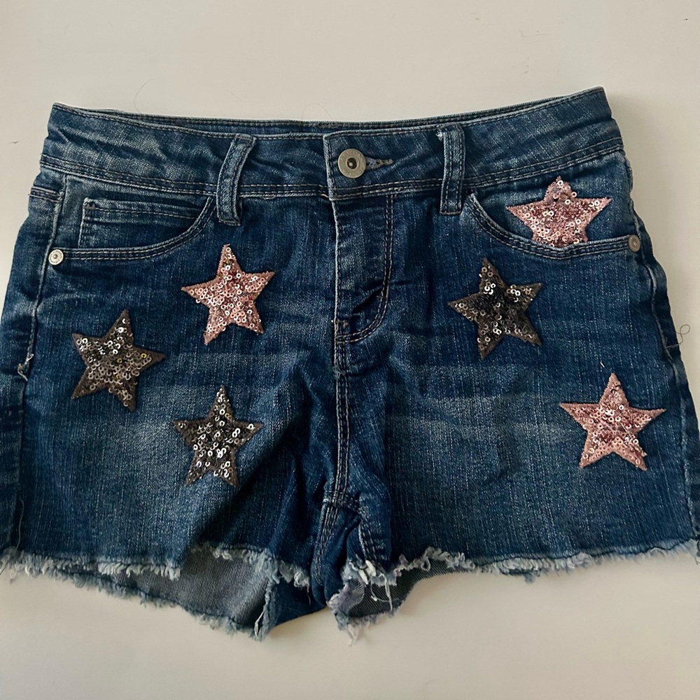Arizona Jean Company Blue Shorts with Pink and Black Stars